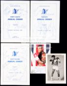 Collection of autographed Boxing Writers' Club Annual Dinner menus, 1980s/90s, multi-signed,