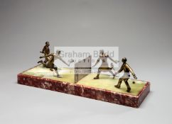 Fine quality desk sculpture featuring a mixed doubles tennis match Suzanne Lenglen & Jean Borotra v