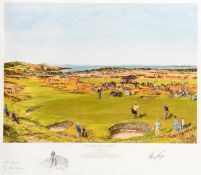 Bill Waugh (contemporary) GARY PLAYER CONQUERS MUIRFIELD limited edition print signed by Bill Waugh
