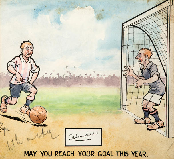 F G Carter (early 20th century) MAY YOU REACH YOUR GOALS THIS YEAR signed, watercolour,