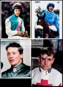 An album of signed photographs of flat race jockeys, in sleeves in a ring binder file,