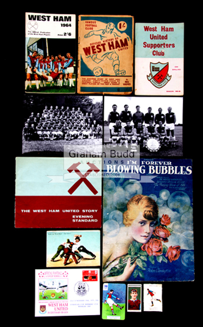 West Ham memorabilia, vintage sheet music for "I'm Forever Blowing Bubbles"; photographs, - Image 2 of 2