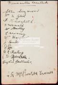 Newcastle United autographs circa 1925-26, in ink on an album page, including nine of the 1924 F.A.