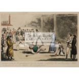 Robert Cruickshank (1789-1856) RACKETS BEING PLAYED AT FLEET AND AT KING'S BENCH DEBTORS PRISONS (A