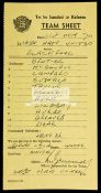 Official Football League team sheet: West Ham United v Blackpool 31st October 1970,