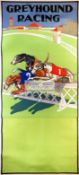 Large vintage English Greyhound Racing poster, the artwork featuring the 1,