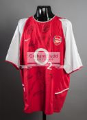 Arsenal replica jersey signed by 16 'invincibles' from the 2003-04 season, Reyes, Parlour, Ljunberg,
