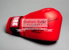 Boxing glove double-signed by Roberto Duran and Sugar Ray Leonard,