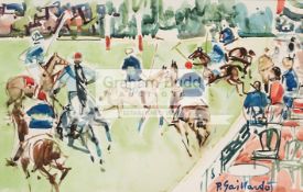 Pierre Gaillardot (French, 1910-2002) POLO MATCH AT DEAUVILLE Signed lower right,