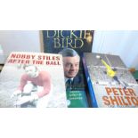 Nine signed sports books and other autographed memorabilia, Nobby Stiles After The Ball,