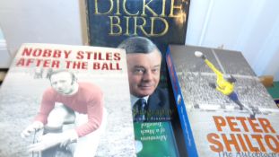 Nine signed sports books and other autographed memorabilia, Nobby Stiles After The Ball,