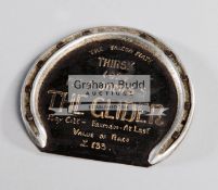 A racing plate worn by "The Gilder" when winning the Falcon Plate at Thirsk in 1924,