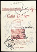 Signed Manchester United 1968 European Cup 21st Anniversary Gala dinner menu,