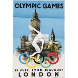 An official poster for the 1948 London Olympic Games, designed by Walter Herz,