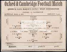Programme for the Oxford & Cambridge football match played at the Queen's Club, London,