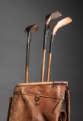 A rare George Bussey, London, patent steel socket putter circa 1895, brass head, hickory shaft,