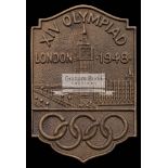 London 1948 Olympic Games presentation bronze plaque, bearing the Games insignia,