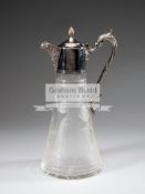 Silver-mounted glass claret jug with tennis decoration, fully hallmarked Whitehill, Sheffield, 2004,