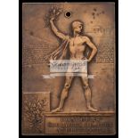 Paris 1900 Olympic Games winner's plaque, bronze, rectangular, designed by F.