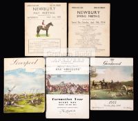 Five racecards including the 1953 Coronation Derby won by "Pinza" and the 1954 Grand National won