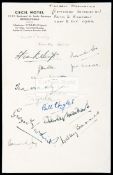 Autographs of the Football Association Combined Services XI who played in Paris & Brussels