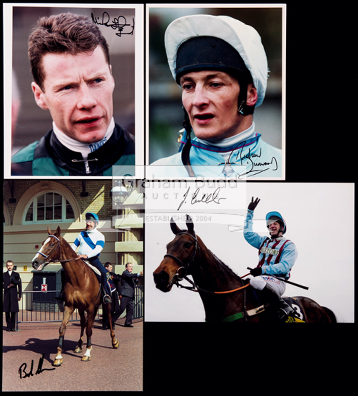 An album of signed photographs of National Hunt jockeys and owners,