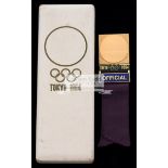 Tokyo 1964 Olympic Games official's badge, gold plate & enamel, inscribed OFFICIAL,