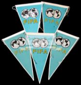 A group of five FIFA pennants issued at the time of the 1970 World Cup
