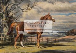 Thomas Sherwood La Fontaine (1915-2007) THE RACEHORSE "SWEET SOLERA" signed & titled, oil on board,