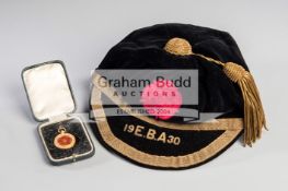 1930 English Baseball Association representative cap and cup winner's medal both awarded to E.