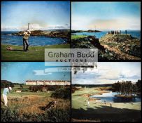 A highly unusual set of four colour positive photographic glass plates with views of Turnberry Golf