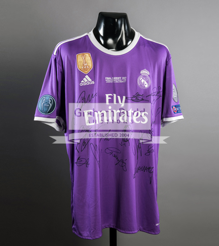 Team-signed replica of Cristiano Ronaldo's Real Madrid 2017 Champions League Final jersey,