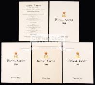 A rare full set of five 1964 Royal Ascot racecards,