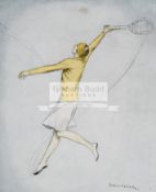 A collection of 15 framed decorative tennis prints, including advertisements,