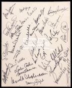 The autographs of the England 1970 World Cup squad, signed in felt tip pen on 10 by 8in.