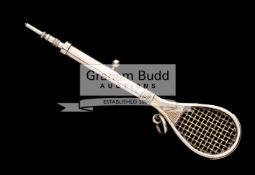 Sampson Mordan silver propelling pencil designed as a tilt-head tennis racquet with registered