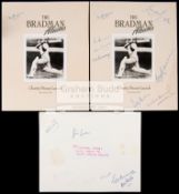 From the Godfrey Evans Collection: a pair of autographed dinner menus for the launch of The Bradman