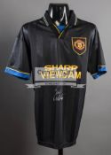 Eric Cantona signed Manchester United 'Kung-Fu' replica jersey,