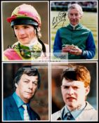 An album of signed photographs of flat race jockeys and trainers, in sleeves in a ring binder file,