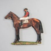 A painted wooden cut-out of the racehorse Aloysia, the reverse signed F.