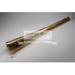 London 2012 Olympic Games bearer's torch, of tapering, triangular form, gold coloured,