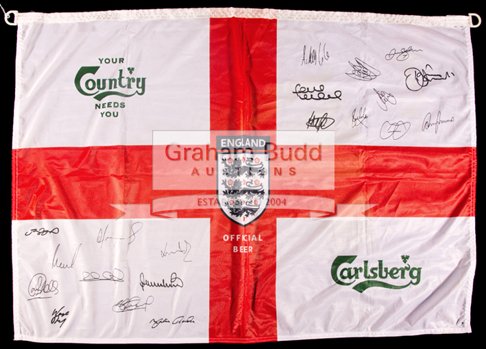 Signed Carlsberg sponsor's England football flag,