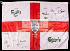 Signed Carlsberg sponsor's England football flag,