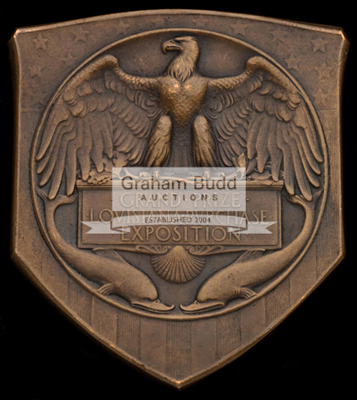 Grand Prize Medal of the Louisiana Purchase Exposition 1904, Triangular, bronze, 70mm.