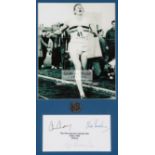 A Four Minute Mile autographed memorabilia display, comprising a card printed with sub-4min.