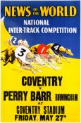 Vintage greyhound racing poster for the News of the World National Inter-Track Competition,