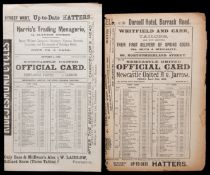 Two Newcastle United "A" team programmes v Jarrow in seasons 1899-99 and 1900-01,