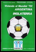 Argentina v England international programme 12th June 1977,