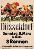 A vintage German poster for horse racing at Dusseldorf, signed L.