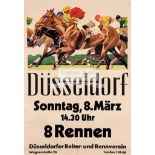 A vintage German poster for horse racing at Dusseldorf, signed L.